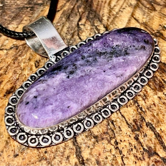 Russian Purple Charoite Pendant 1 1/2”x1 7/8” - Picture 6 of 13